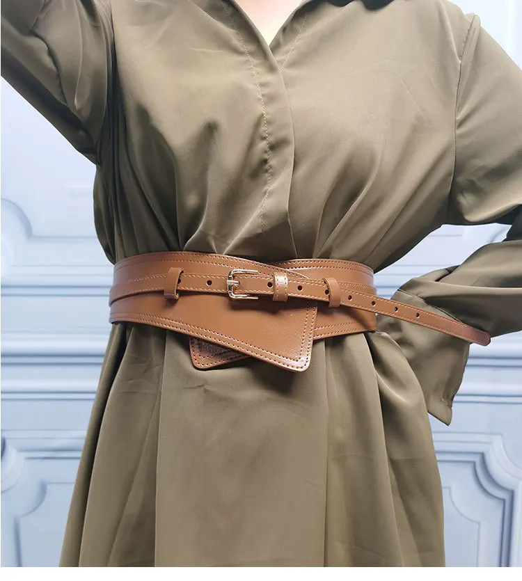 Real Leather Wide Waistband Fashion Versatile Decoration Waist Accessories Women's Waist Seal Dress Coat Pure Cowhide Belts