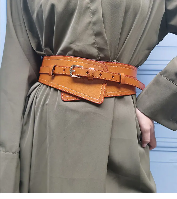 Real Leather Wide Waistband Fashion Versatile Decoration Waist Accessories Women's Waist Seal Dress Coat Pure Cowhide Belts
