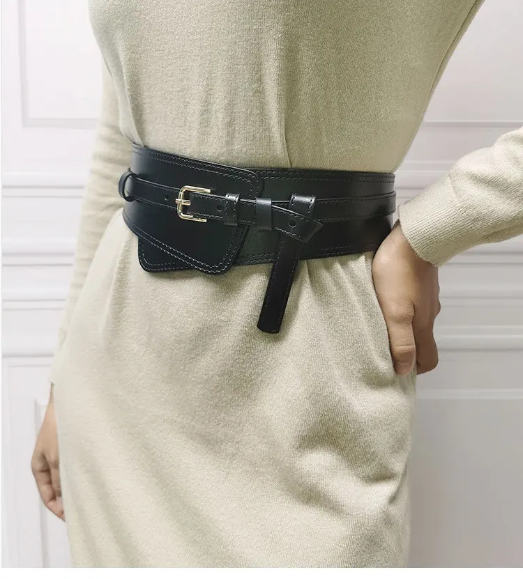 Real Leather Wide Waistband Fashion Versatile Decoration Waist Accessories Women's Waist Seal Dress Coat Pure Cowhide Belts