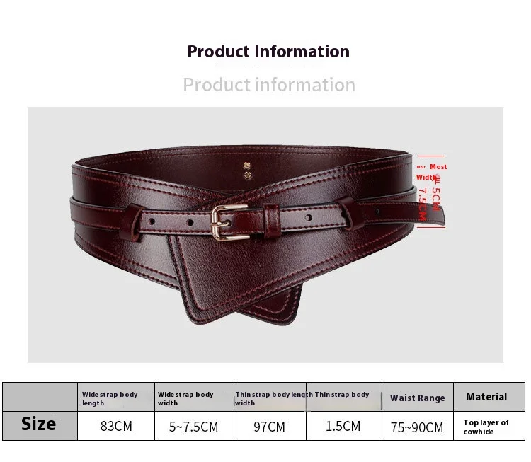 Real Leather Wide Waistband Fashion Versatile Decoration Waist Accessories Women's Waist Seal Dress Coat Pure Cowhide Belts