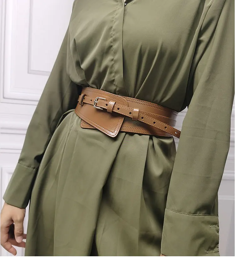 Real Leather Wide Waistband Fashion Versatile Decoration Waist Accessories Women's Waist Seal Dress Coat Pure Cowhide Belts