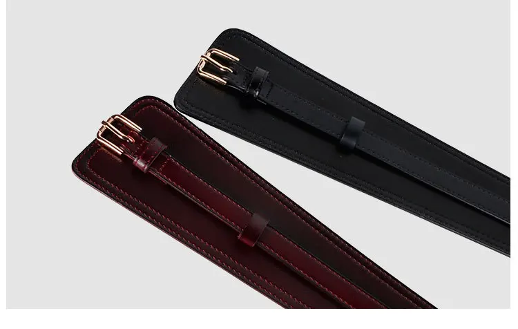 Real Leather Wide Waistband Fashion Versatile Decoration Waist Accessories Women's Waist Seal Dress Coat Pure Cowhide Belts