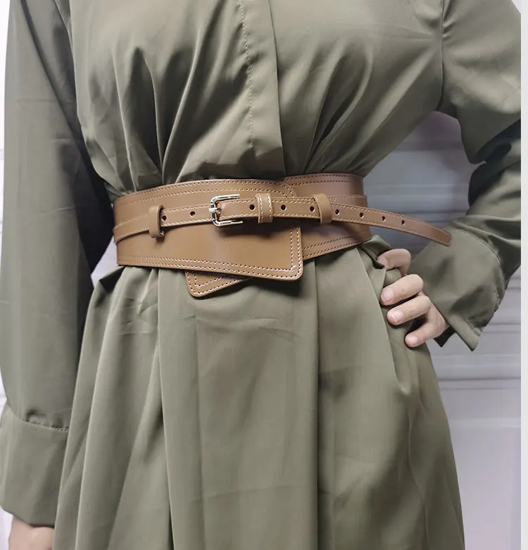 Real Leather Wide Waistband Fashion Versatile Decoration Waist Accessories Women's Waist Seal Dress Coat Pure Cowhide Belts