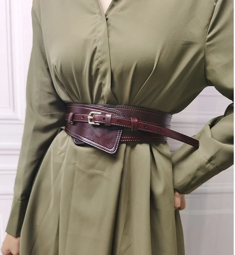Real Leather Wide Waistband Fashion Versatile Decoration Waist Accessories Women's Waist Seal Dress Coat Pure Cowhide Belts