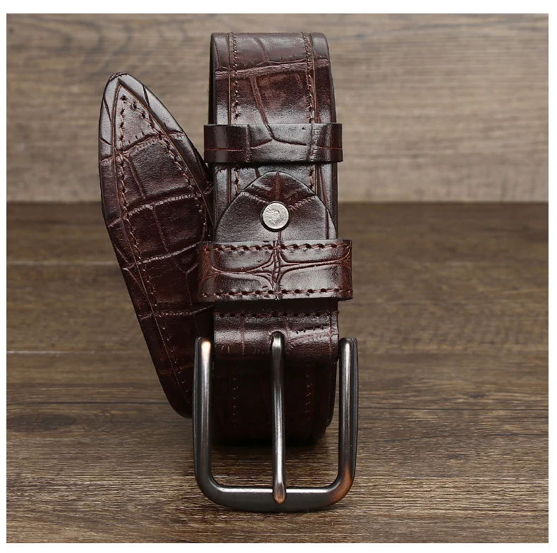 New Style Fashion Luxury Cowhide Design Men Belt Genuine Leather Individuality Pin Buckle Jeans Belts For Men's