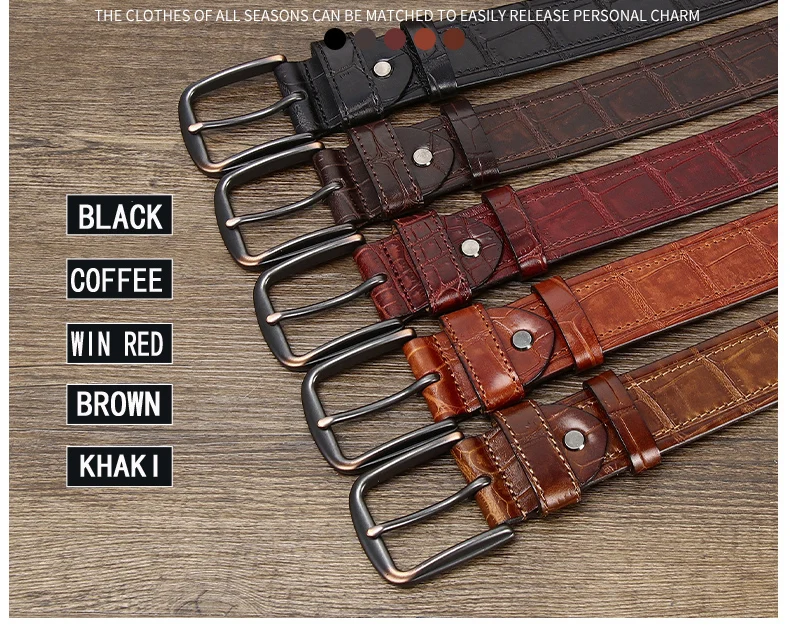 New Style Fashion Luxury Cowhide Design Men Belt Genuine Leather Individuality Pin Buckle Jeans Belts For Men's