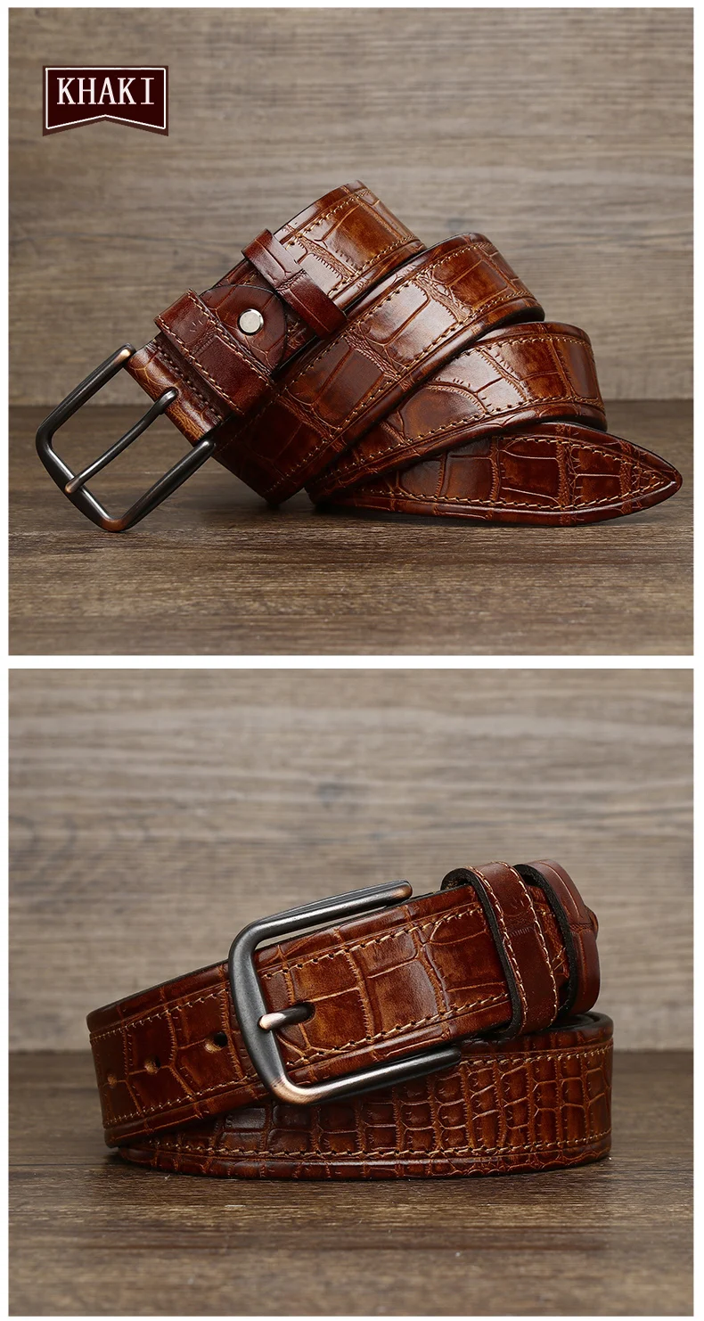 New Style Fashion Luxury Cowhide Design Men Belt Genuine Leather Individuality Pin Buckle Jeans Belts For Men's