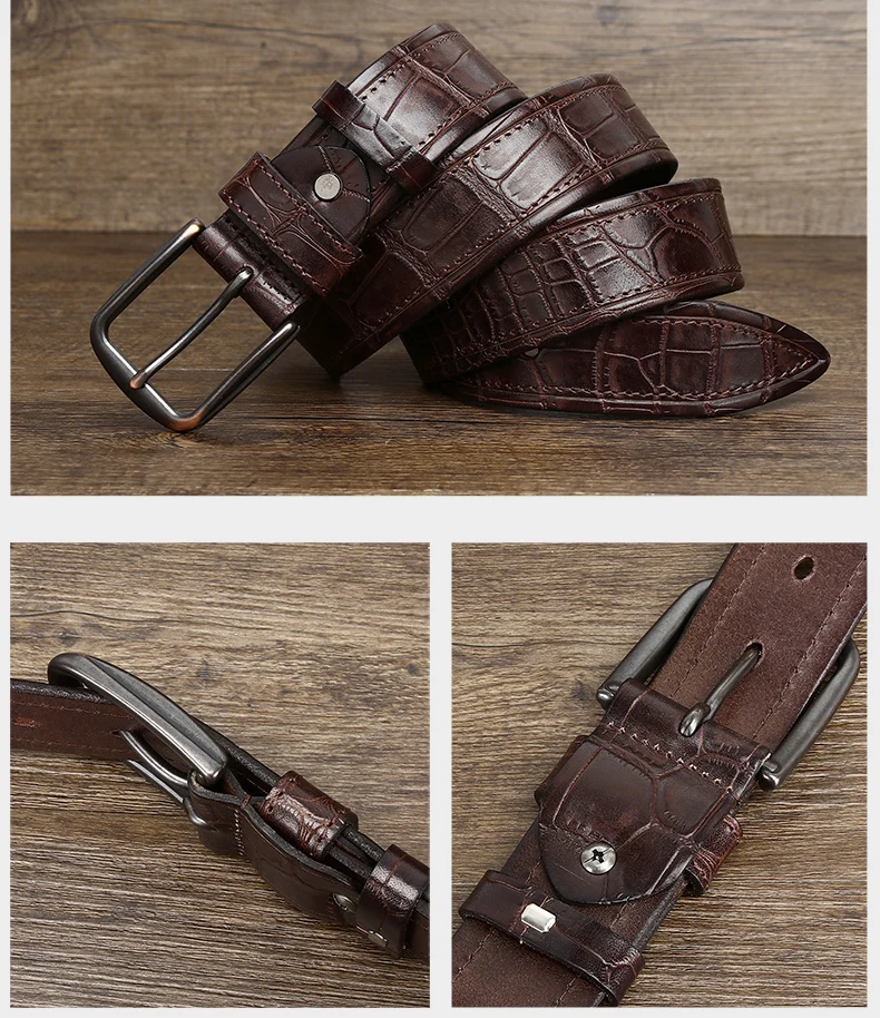 New Style Fashion Luxury Cowhide Design Men Belt Genuine Leather Individuality Pin Buckle Jeans Belts For Men's