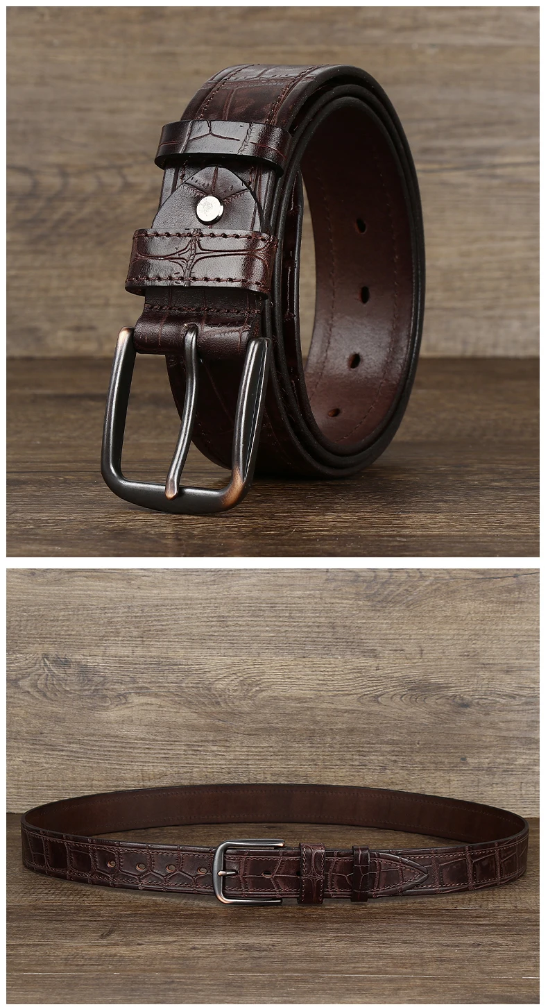 New Style Fashion Luxury Cowhide Design Men Belt Genuine Leather Individuality Pin Buckle Jeans Belts For Men's
