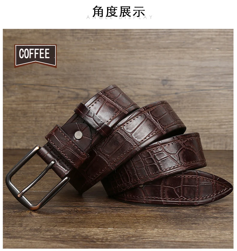 New Style Fashion Luxury Cowhide Design Men Belt Genuine Leather Individuality Pin Buckle Jeans Belts For Men's