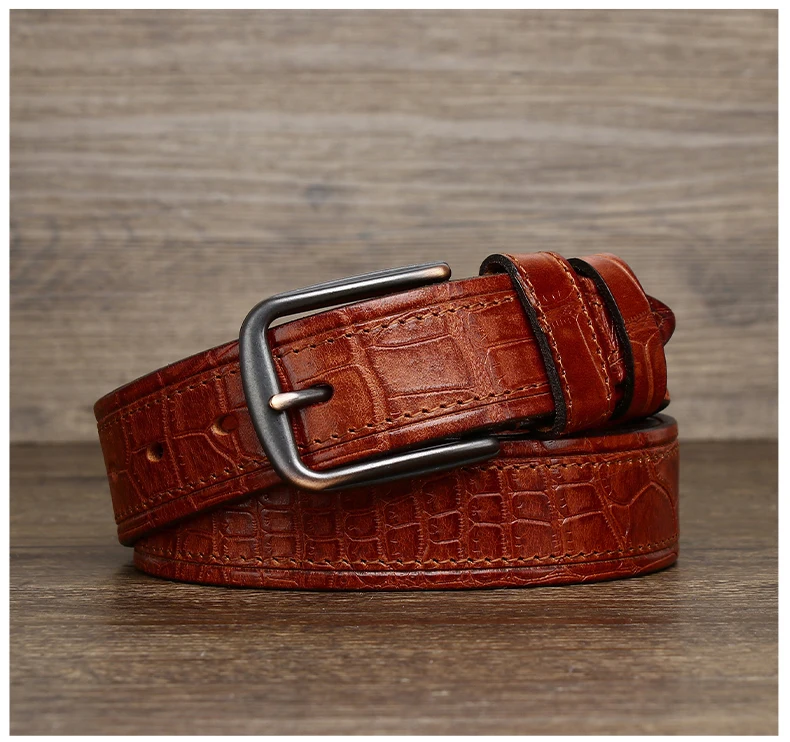 New Style Fashion Luxury Cowhide Design Men Belt Genuine Leather Individuality Pin Buckle Jeans Belts For Men's