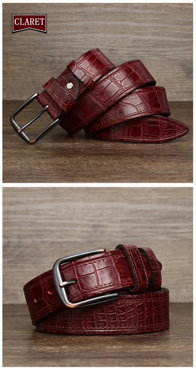 New Style Fashion Luxury Cowhide Design Men Belt Genuine Leather Individuality Pin Buckle Jeans Belts For Men's