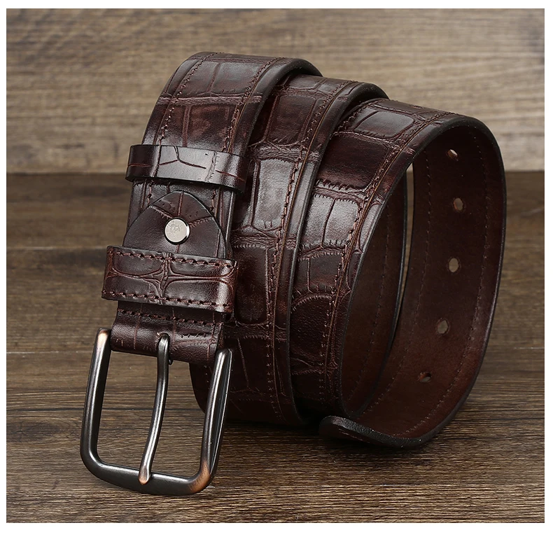 New Style Fashion Luxury Cowhide Design Men Belt Genuine Leather Individuality Pin Buckle Jeans Belts For Men's