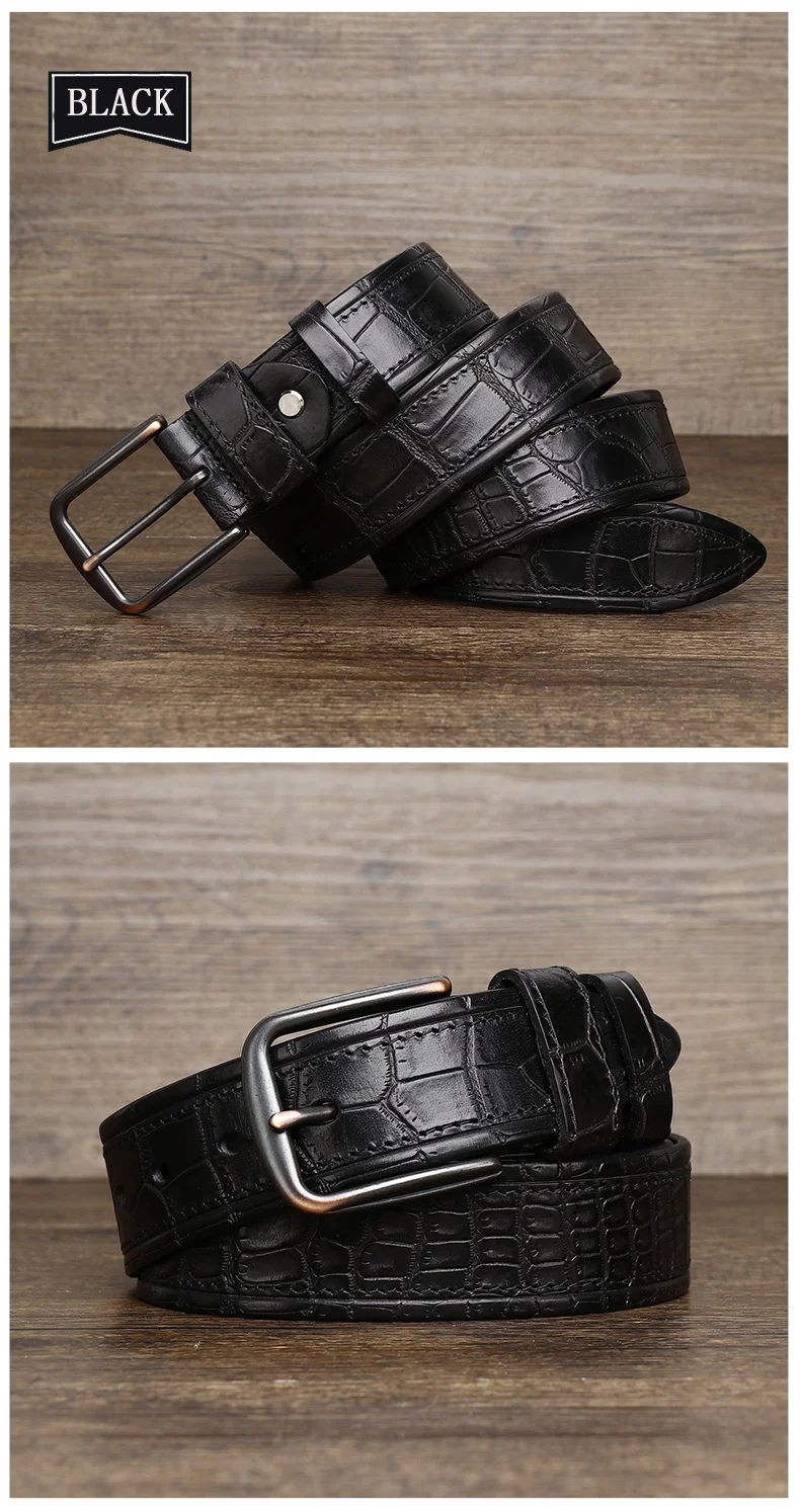 New Style Fashion Luxury Cowhide Design Men Belt Genuine Leather Individuality Pin Buckle Jeans Belts For Men's