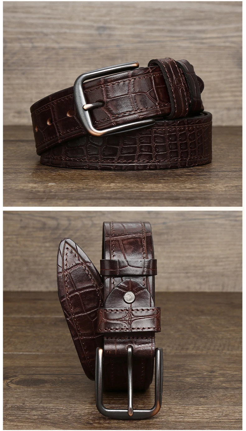 New Style Fashion Luxury Cowhide Design Men Belt Genuine Leather Individuality Pin Buckle Jeans Belts For Men's