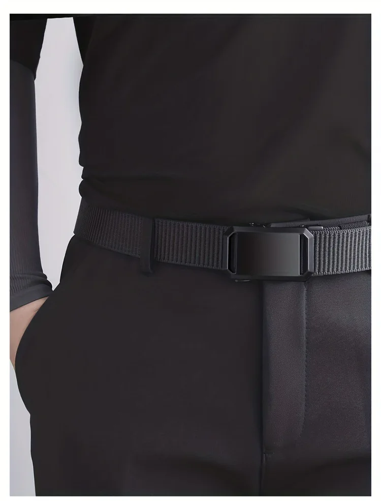 Men's Belt Tactical Canvas Automatic Metal Buckle Belt Durable Casual Outdoor Hunting Waist Adventure Training Jeans Pants Belt