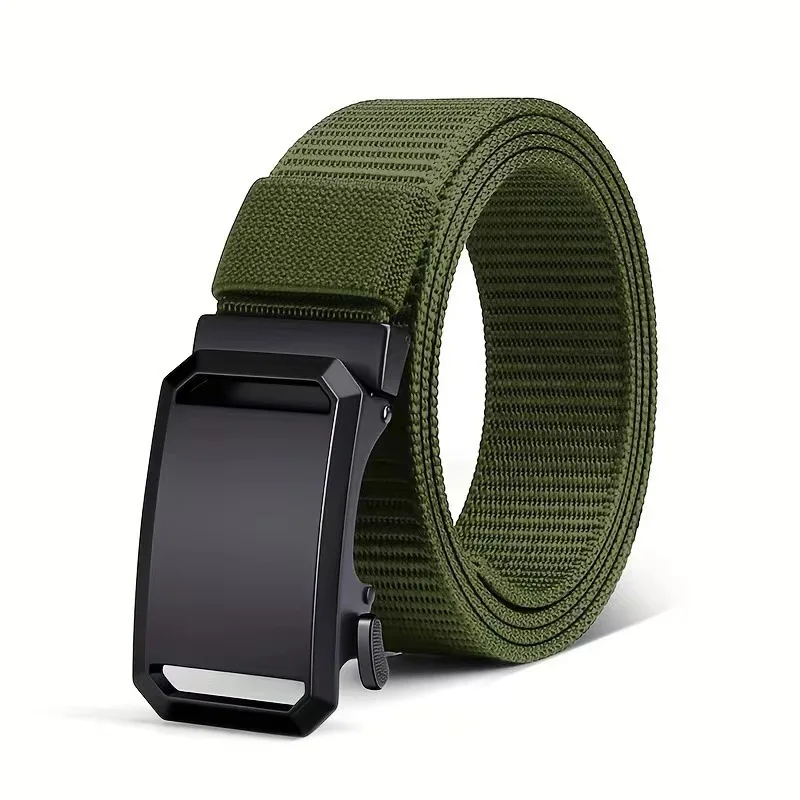 Men's Belt Tactical Canvas Automatic Metal Buckle Belt Durable Casual Outdoor Hunting Waist Adventure Training Jeans Pants Belt