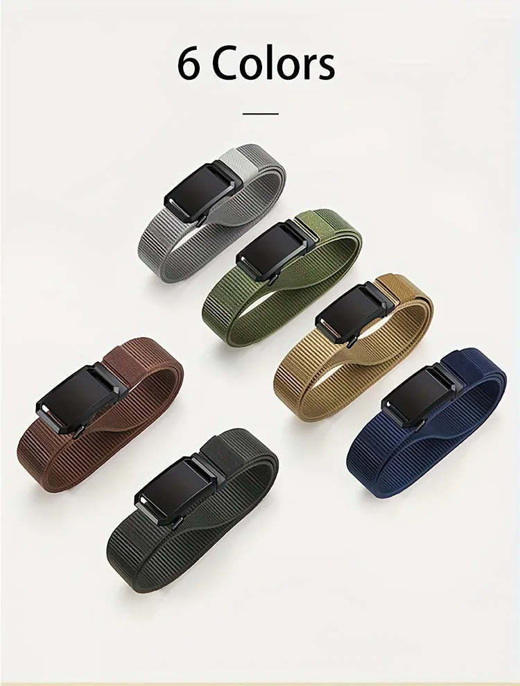 Men's Belt Tactical Canvas Automatic Metal Buckle Belt Durable Casual Outdoor Hunting Waist Adventure Training Jeans Pants Belt