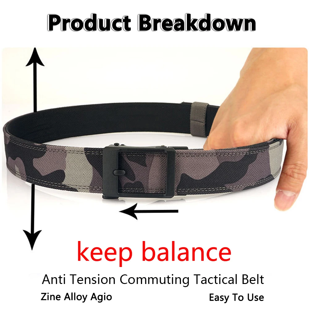 TUSHI Hard Thickened gun hanging double-layer nylon cloth tactical belt for Men versatile outdoor automatic buckle men's belt