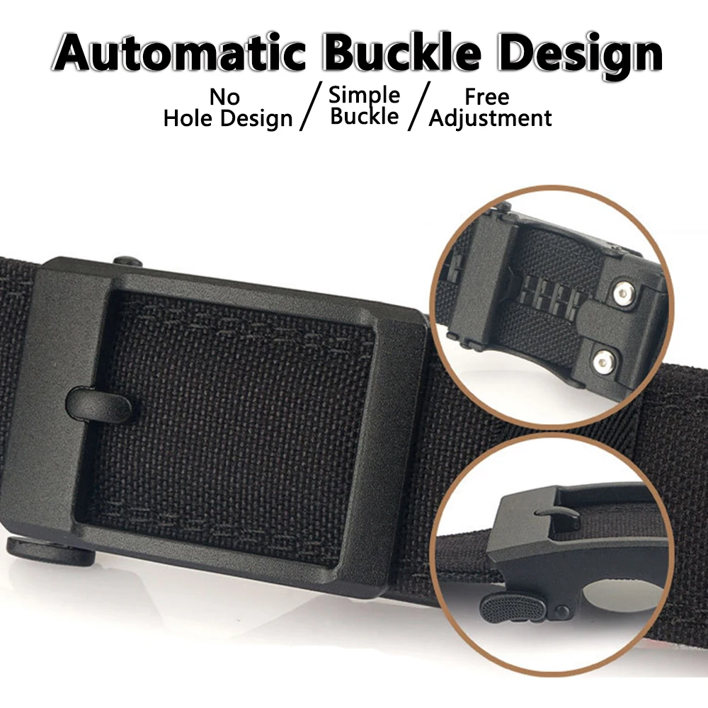 TUSHI Hard Thickened gun hanging double-layer nylon cloth tactical belt for Men versatile outdoor automatic buckle men's belt