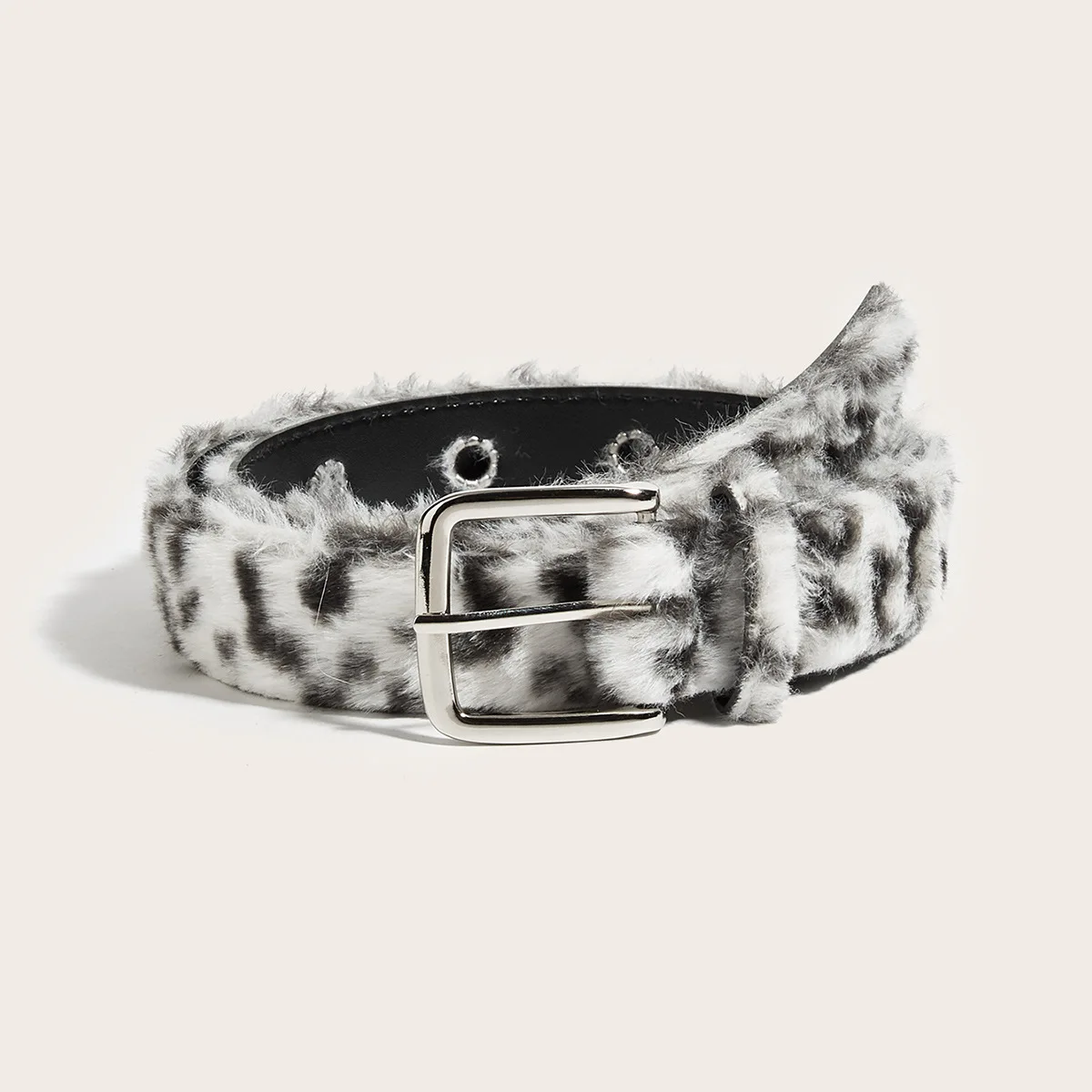 Retro Leopard Print Faux Fur Belt Y2k Pink Fur Belts Punk Sexy Women's Waistband Winter Fluffy Waist Belt Accessories