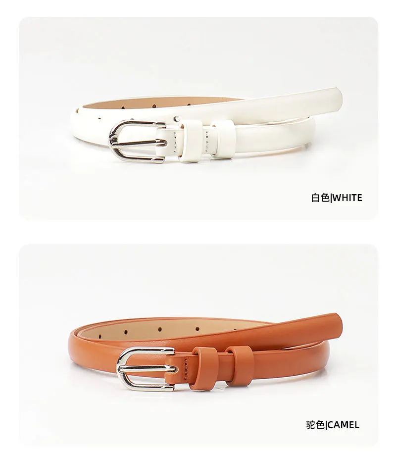 1.5x103cm Women's Trousers Skinny Thin Belt PU Leather Fashion Trend White Black Belt Solid Vintage Pin Buckle Ladies Strap