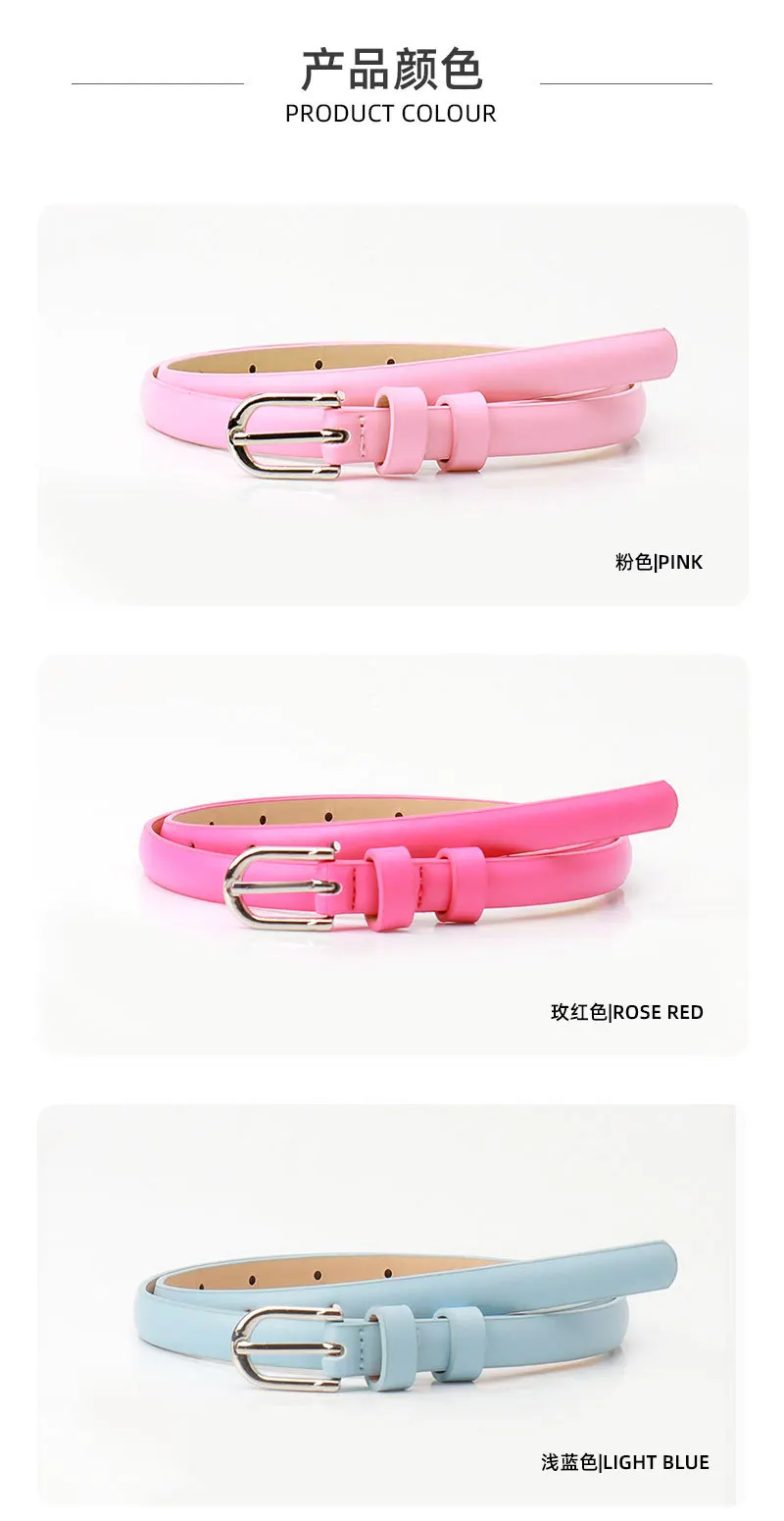 1.5x103cm Women's Trousers Skinny Thin Belt PU Leather Fashion Trend White Black Belt Solid Vintage Pin Buckle Ladies Strap