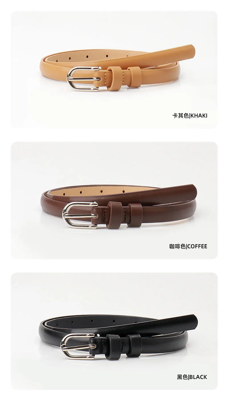 1.5x103cm Women's Trousers Skinny Thin Belt PU Leather Fashion Trend White Black Belt Solid Vintage Pin Buckle Ladies Strap