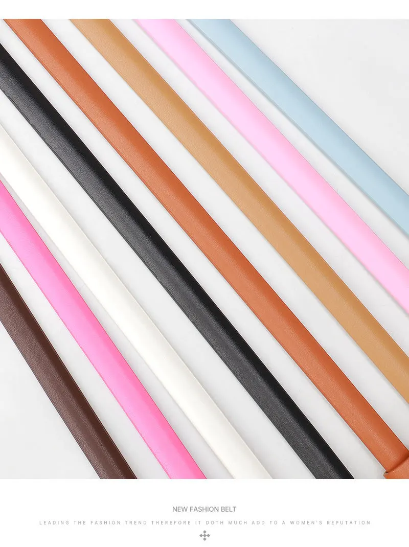 1.5x103cm Women's Trousers Skinny Thin Belt PU Leather Fashion Trend White Black Belt Solid Vintage Pin Buckle Ladies Strap