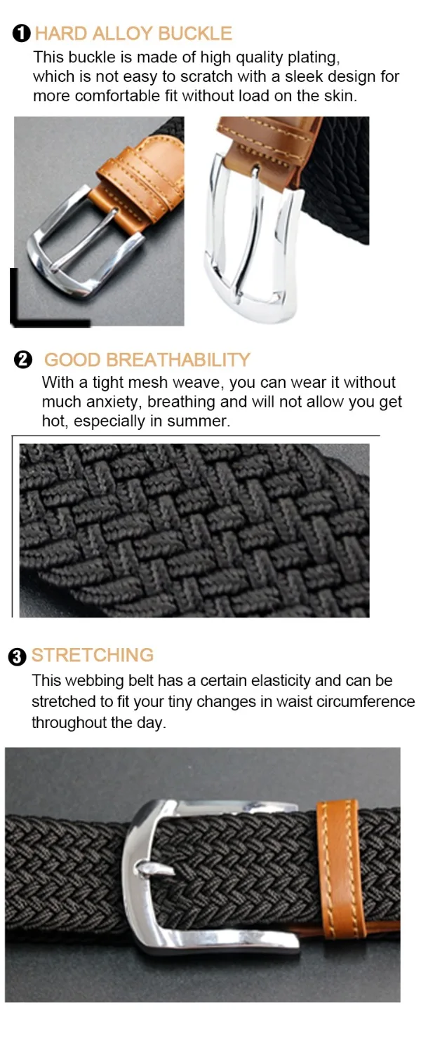 MaiKun Men's Belts for Men Metal Pin Buckle Elastic Male Belt Military Tactical Belt