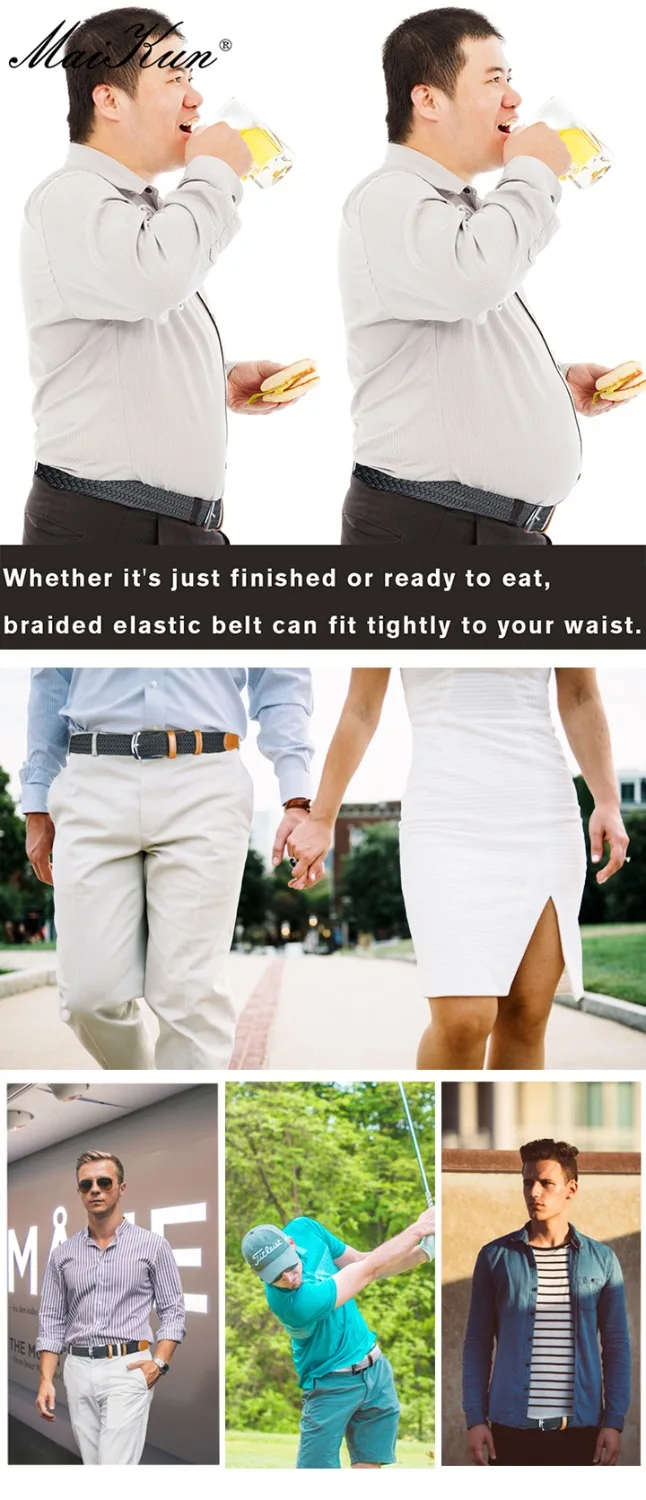 MaiKun Men's Belts for Men Metal Pin Buckle Elastic Male Belt Military Tactical Belt