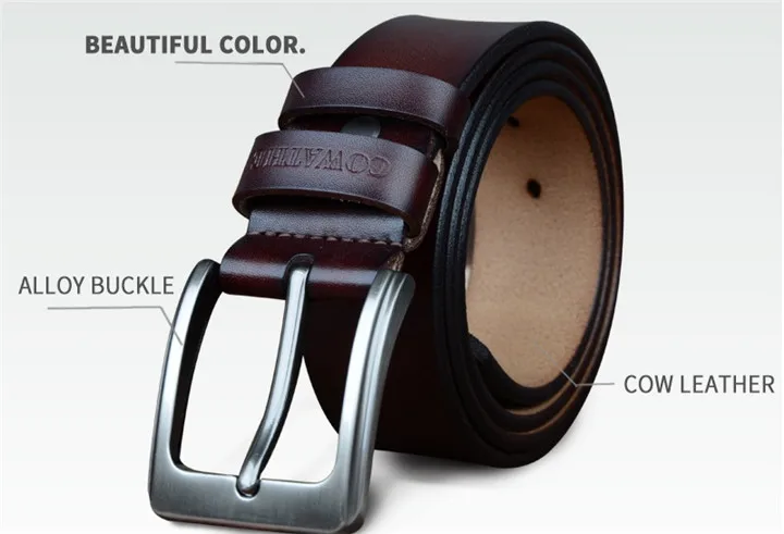 COWATHER men belt cow genuine leather designer belts for men high quality fashion vintage male strap for jeans cow skin XF002