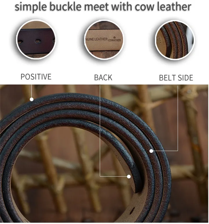 COWATHER men belt cow genuine leather designer belts for men high quality fashion vintage male strap for jeans cow skin XF002