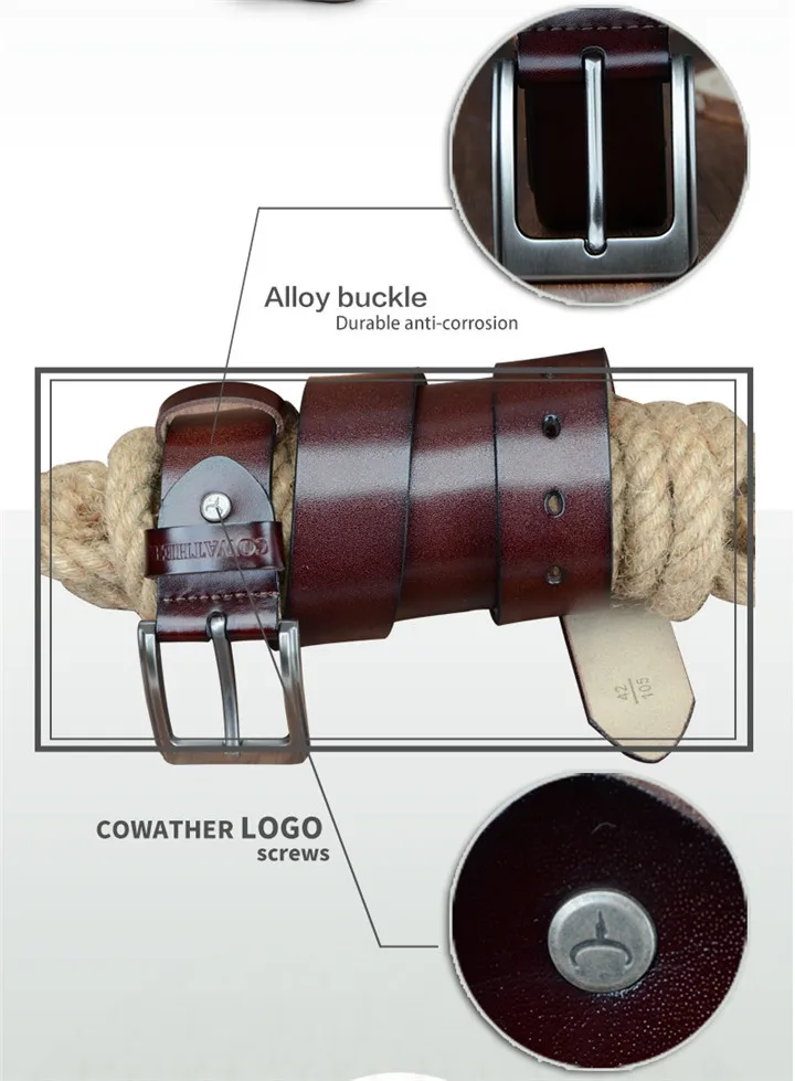 COWATHER men belt cow genuine leather designer belts for men high quality fashion vintage male strap for jeans cow skin XF002