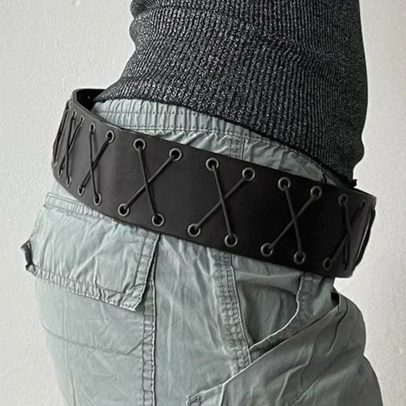 Vintage Bandage Tassels Pu Belt Y2K Hollow Out Punk Women'S Outdoor Fashion Skirts Jeans Trouser Decorative Waistband 2024 New