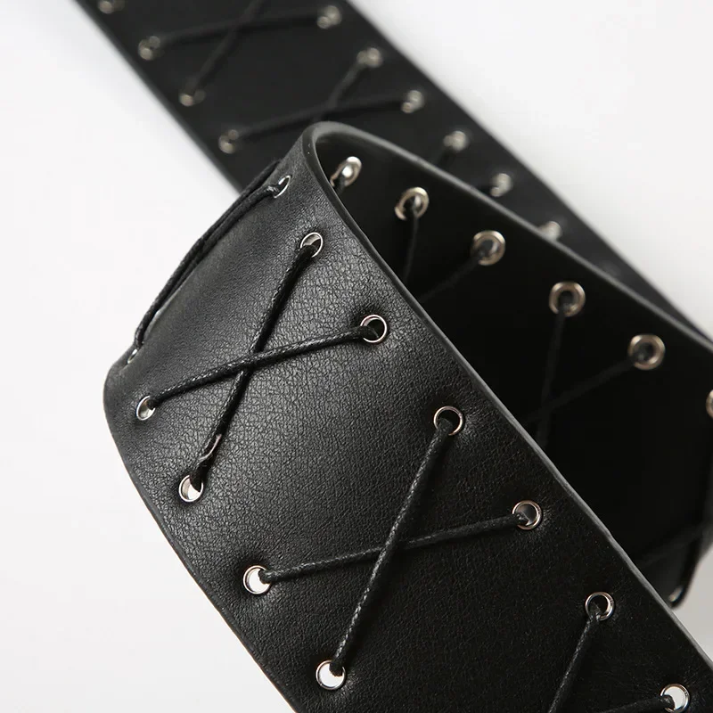 Vintage Bandage Tassels Pu Belt Y2K Hollow Out Punk Women'S Outdoor Fashion Skirts Jeans Trouser Decorative Waistband 2024 New