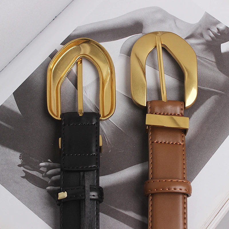 2.8cmVintage Genuine Leather Women's Belt with Metal Pin Buckle