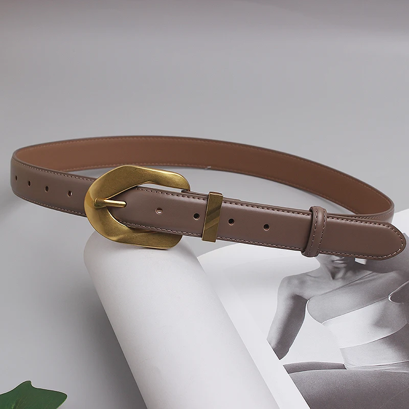 2.8cmVintage Genuine Leather Women's Belt with Metal Pin Buckle