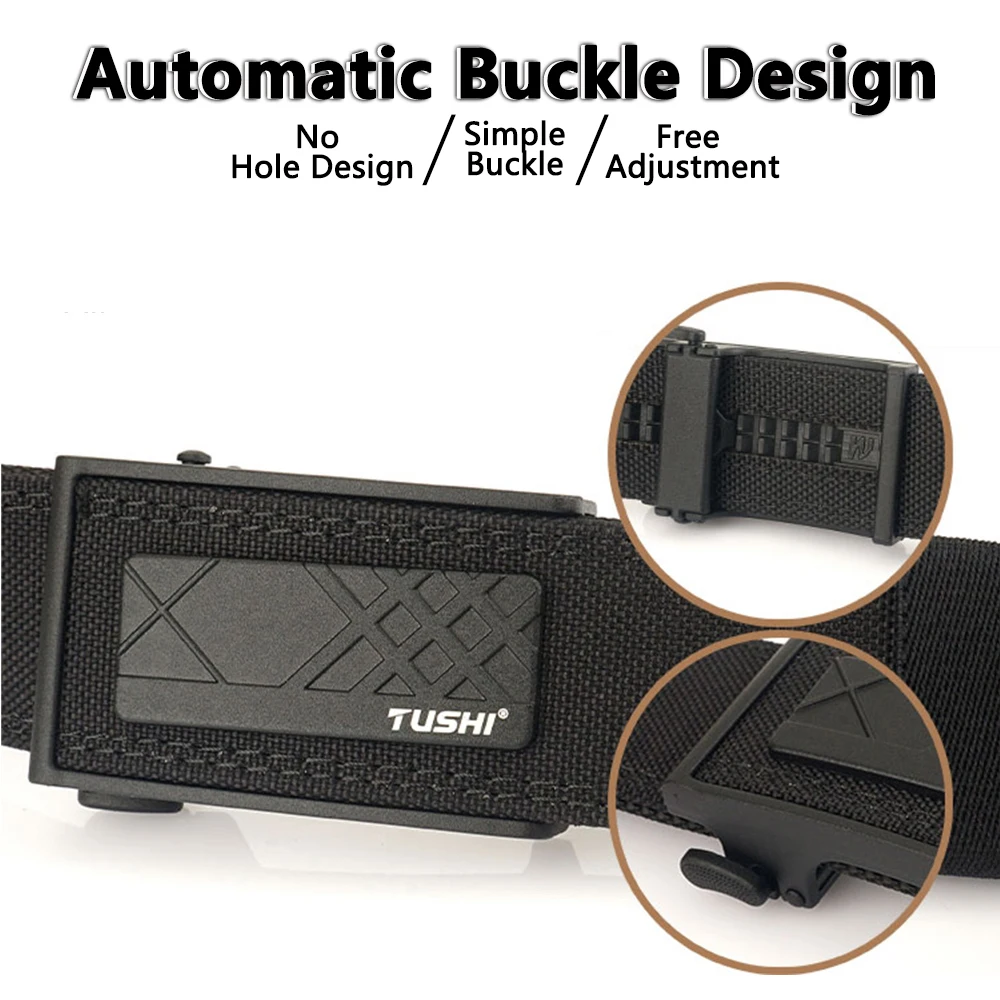 TUSHI New Hard Tactical EDC Belt for Men Concealed Carry Military Belt Men Waist Belt Thick Nylon Hunting IPSC Acessories Male