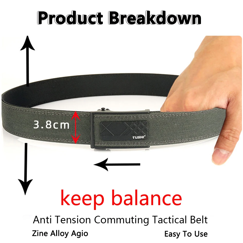 TUSHI New Hard Tactical EDC Belt for Men Concealed Carry Military Belt Men Waist Belt Thick Nylon Hunting IPSC Acessories Male