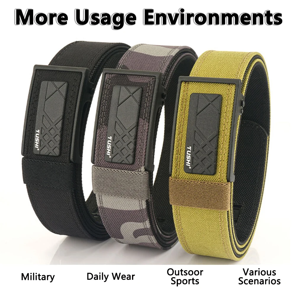TUSHI New Hard Tactical EDC Belt for Men Concealed Carry Military Belt Men Waist Belt Thick Nylon Hunting IPSC Acessories Male