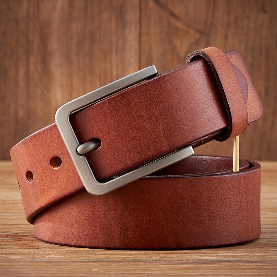 3.8cm Vintage 100% Genuine leather Belt for Men High Quality Natural Cow Leather Men's Belt Male Strap for Jeans or Pants