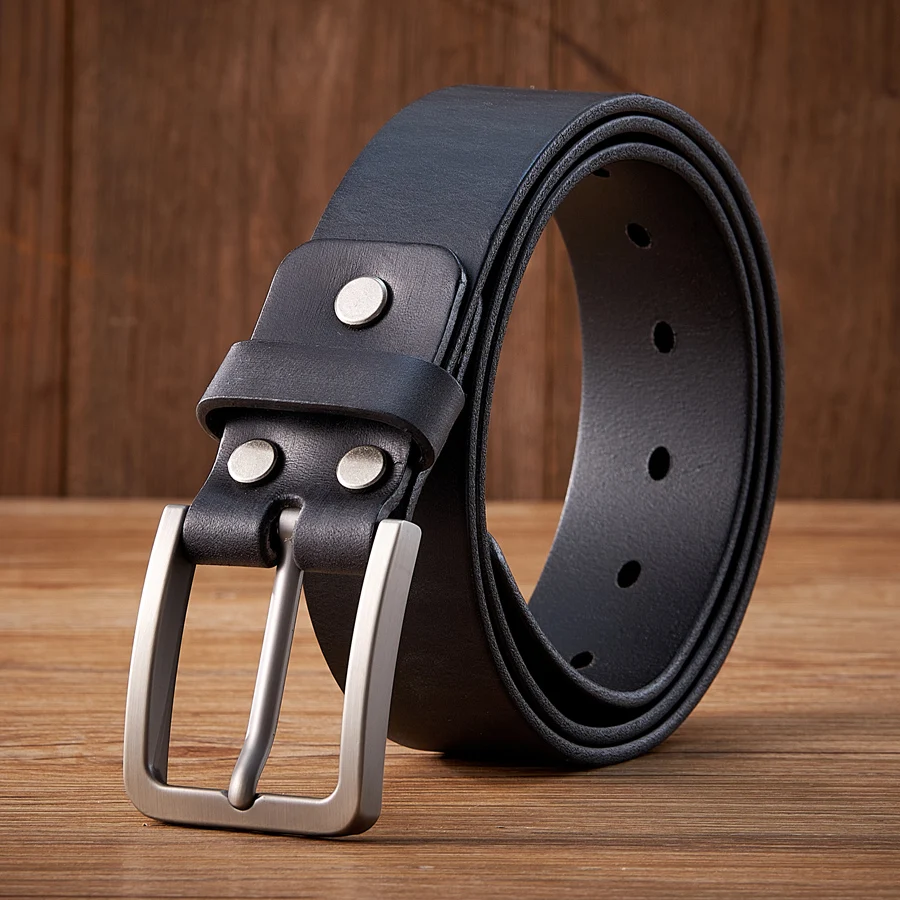 3.8cm Vintage 100% Genuine leather Belt for Men High Quality Natural Cow Leather Men's Belt Male Strap for Jeans or Pants
