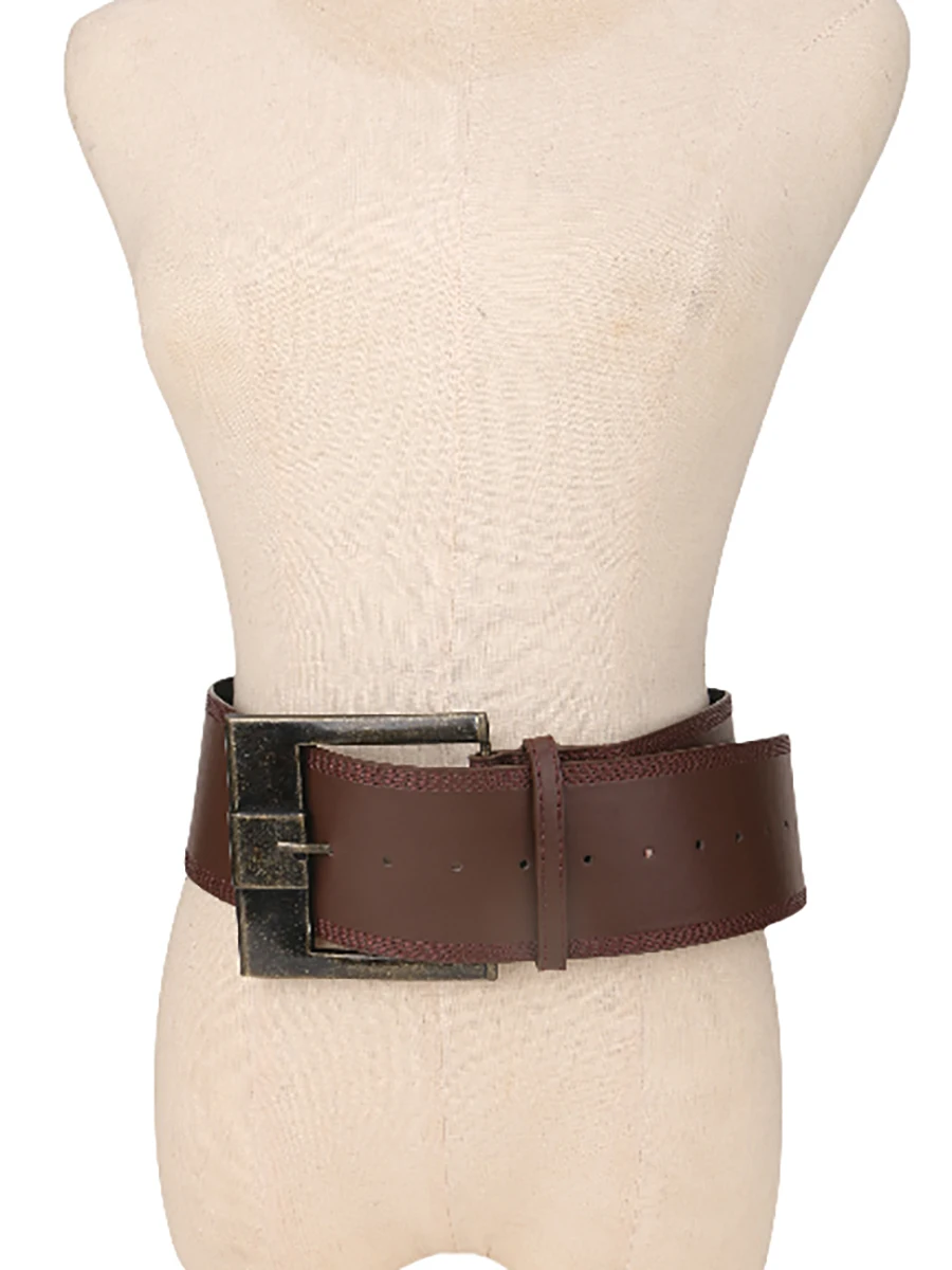 Ladies' retro Punk Fashion wide waistband with Square Bronze Pin buckle Girdle Belts For Women Paired with coat sweater dress