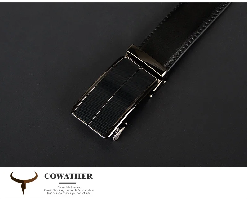 COWATHER New Arrival cow genuine leather men's belt cowhide strap for male automatic buckle belts for men alloy buckle belts