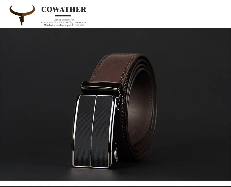 COWATHER New Arrival cow genuine leather men's belt cowhide strap for male automatic buckle belts for men alloy buckle belts