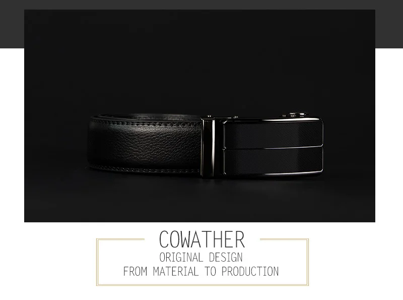 COWATHER New Arrival cow genuine leather men's belt cowhide strap for male automatic buckle belts for men alloy buckle belts