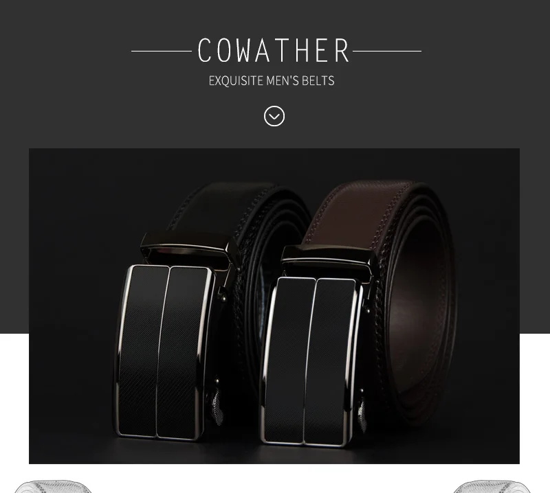 COWATHER New Arrival cow genuine leather men's belt cowhide strap for male automatic buckle belts for men alloy buckle belts