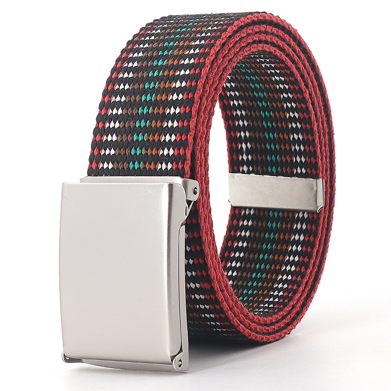 Rainbow Stripes Canvas Belt Jeans Waistband Adjustable Belt Outdoor Travel - Metal Buckle Belt for Women Multicolor