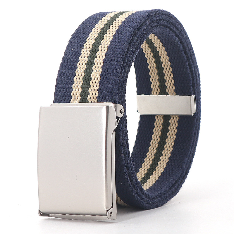 Rainbow Stripes Canvas Belt Jeans Waistband Adjustable Belt Outdoor Travel - Metal Buckle Belt for Women Multicolor